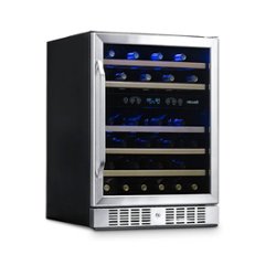 NewAir - 24” Built-in 46 Bottle Dual Zone Compressor Wine Cooler with Beech Wood Shelves - Stainless steel - Front_Zoom