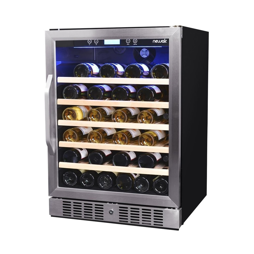 NewAir - 24" Built-In 52 Bottle Compressor Wine Fridge with Precision Digital Thermostat - Stainless Steel