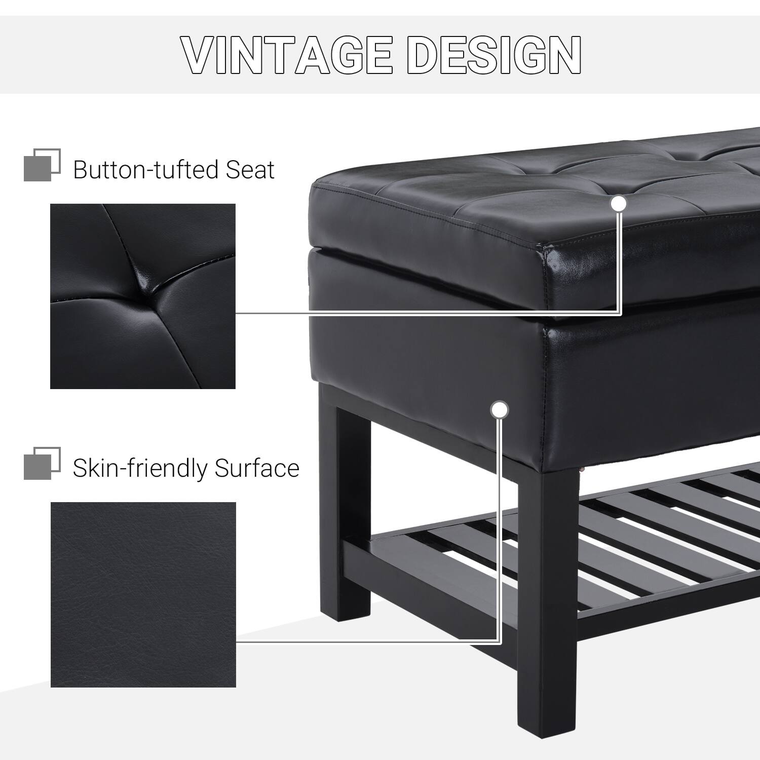 VINTAGE DESIGN
Button-tufted Seat
Skin-friendly Surface