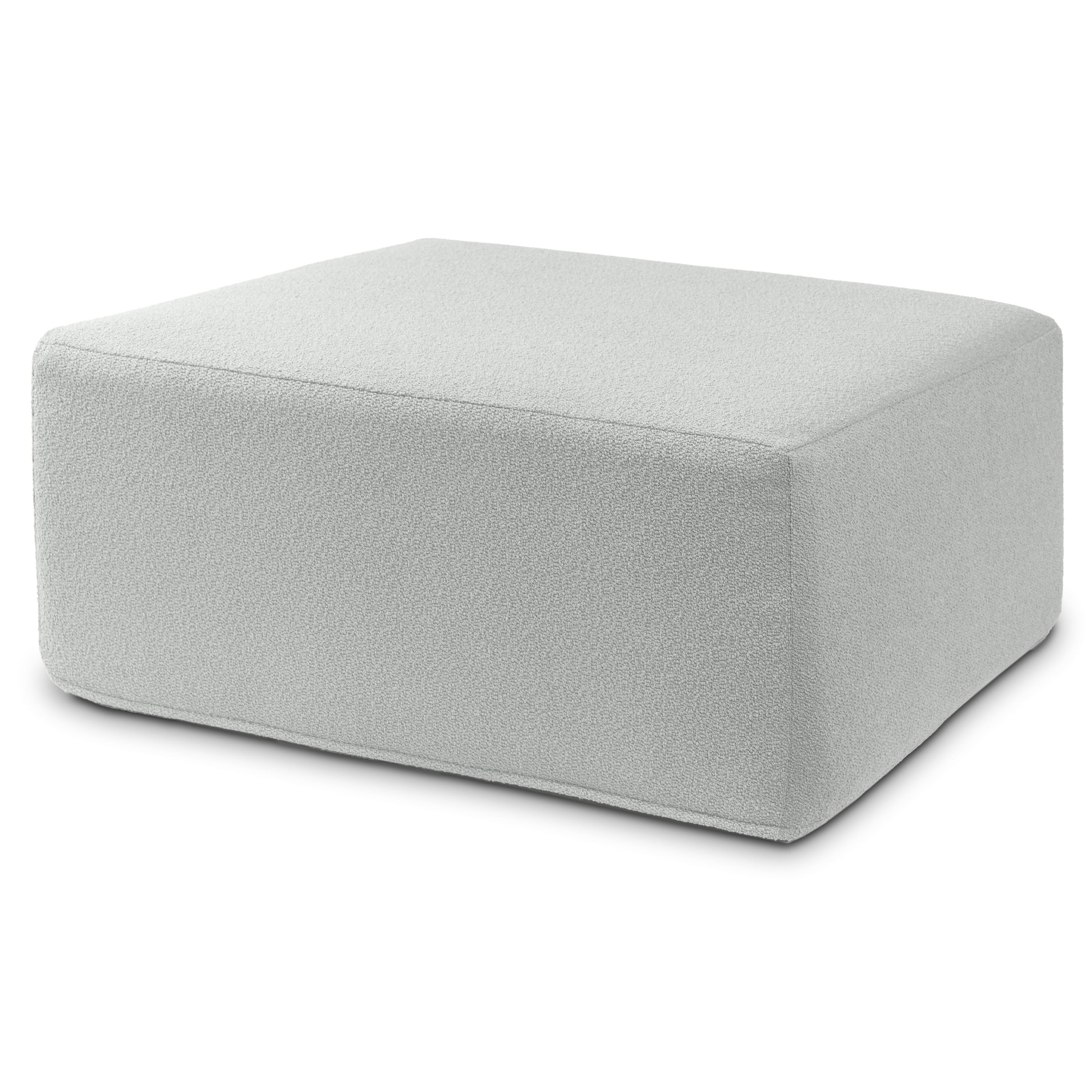 Jaxx - Fairlie Couch Ottoman - Oversized Square Foam Coffee Table Ottoman, 36", Luxe Boucle - Boucle Silver