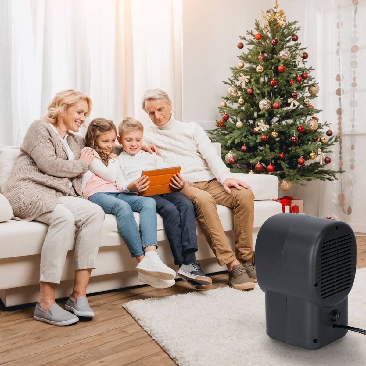 Alt View 9. Loheer - Loheer 400W Portable Space Heater, Compact Fan-Forced Desktop Heating for Home Office, Gray.