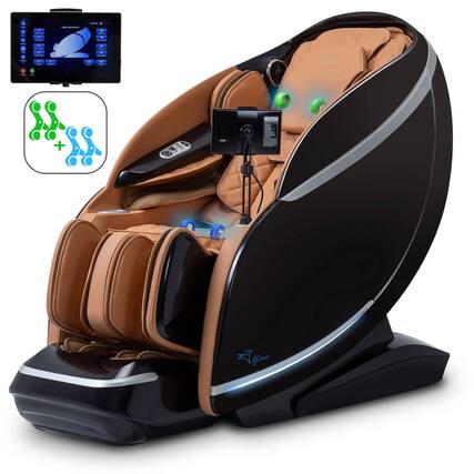 Front. Alfine - Alfine A688 Heaven Duet Massage Chair 4Dx3D Dual-Mechanism Zero Gravity Full Body Relaxation - Brown.