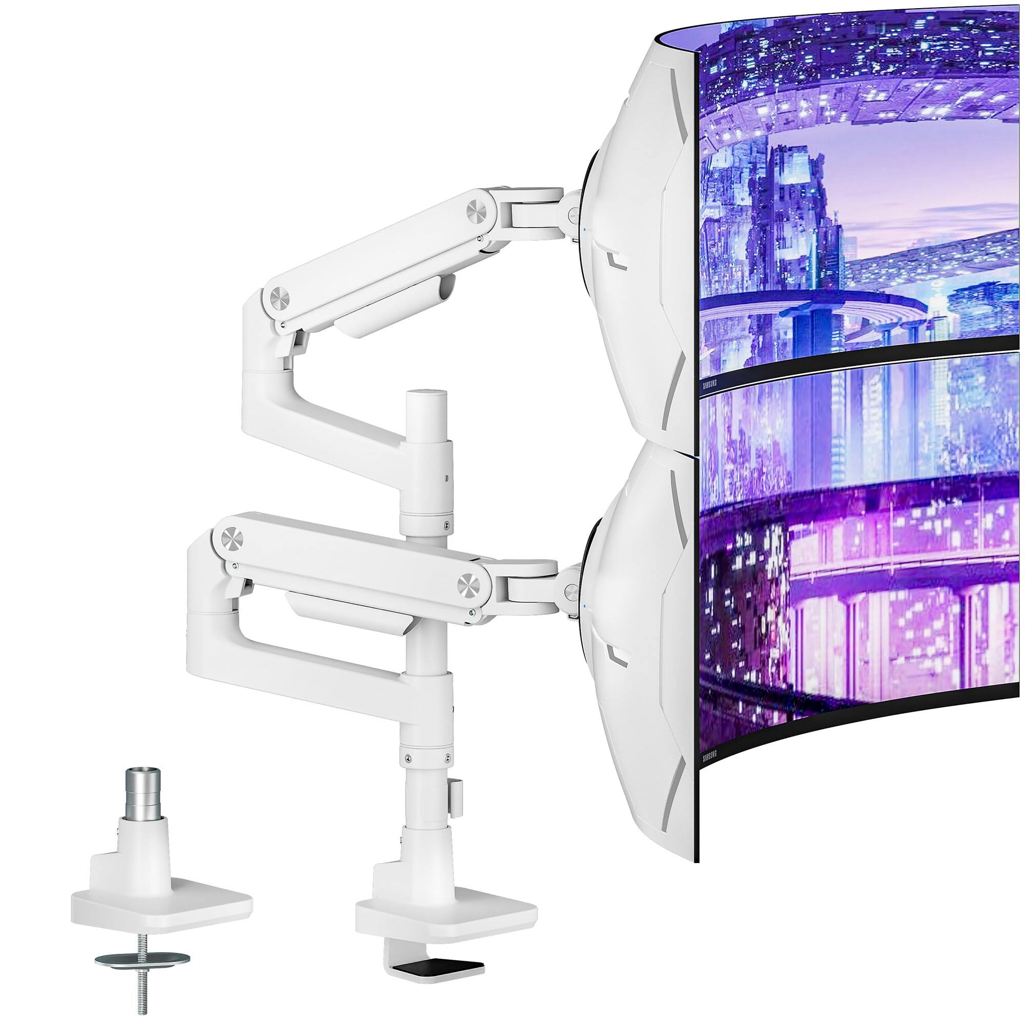 White Dual Monitor Mount