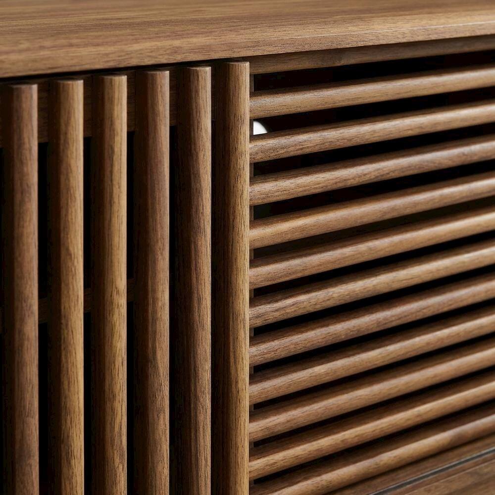 Alt View 1. FurniFact - Brown wood TV stand with sleek design and versatile storage solution - Brown.