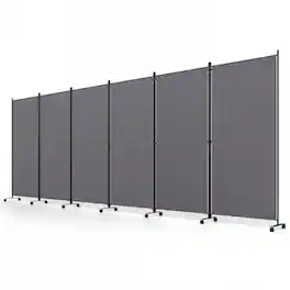 Costway - Room Divider with Lockable Wheels, 6 Panel Folding Privacy Screen for Office - Gray