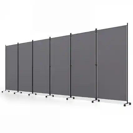 Front. Costway - Costway Room Divider with Lockable Wheels, 6 Panel Folding Privacy Screen for Office - Gray.