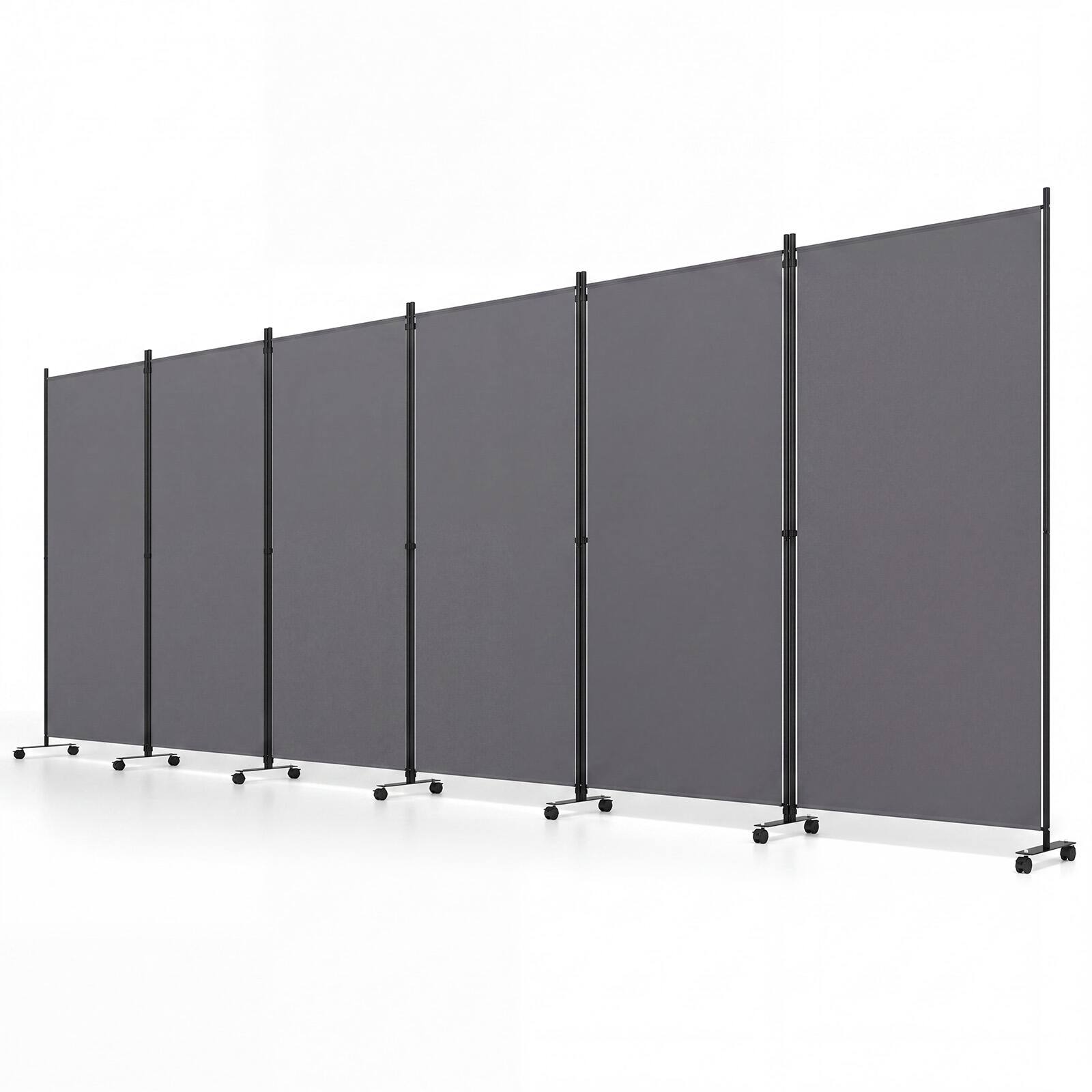 Front. Costway - Costway Room Divider with Lockable Wheels, 6 Panel Folding Privacy Screen for Office - Gray.