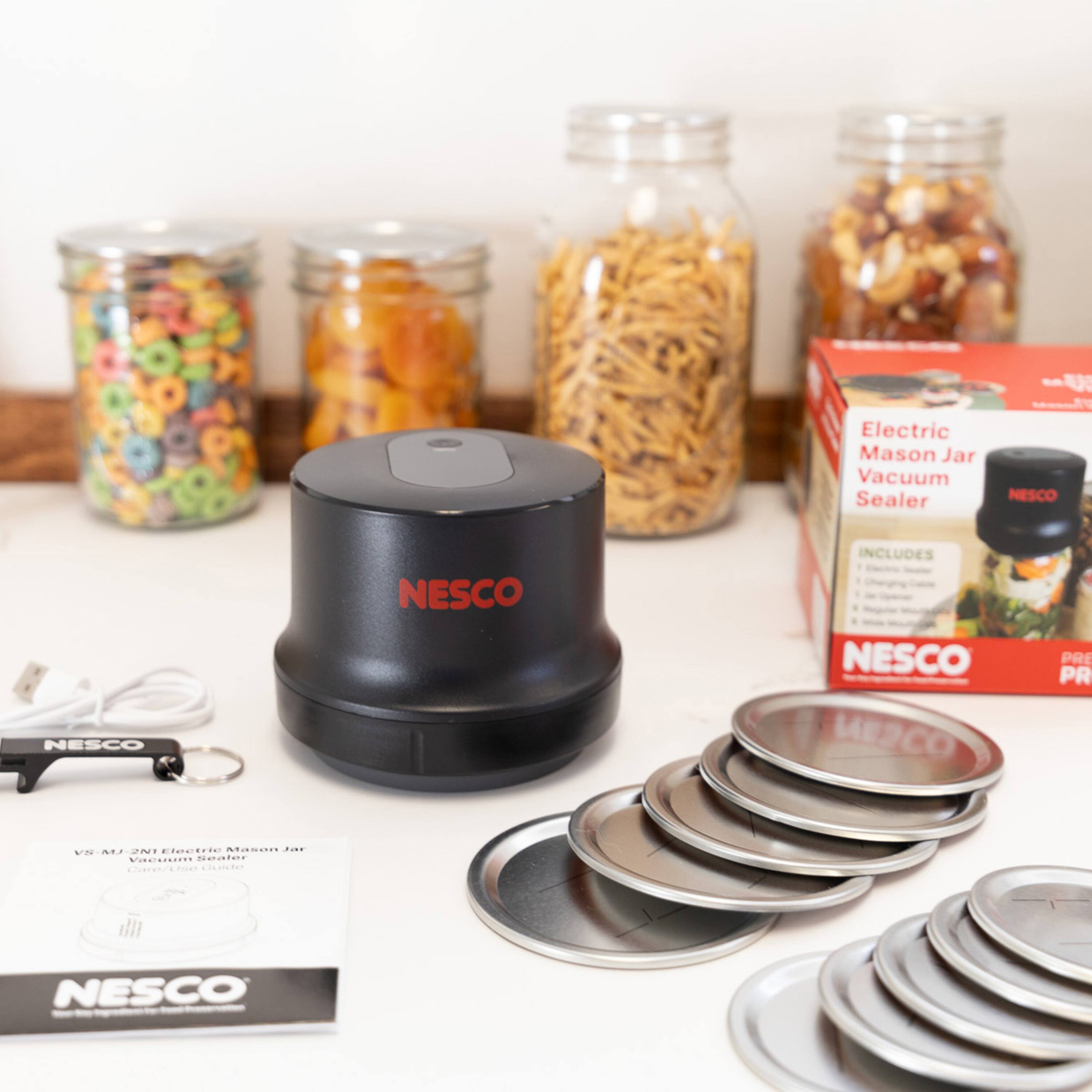 Electric Mason Jar Vacuum Sealer  
NESCO  
NESCO NESCO NESCO  
INCLUDES NESCO ME2C  
PRE