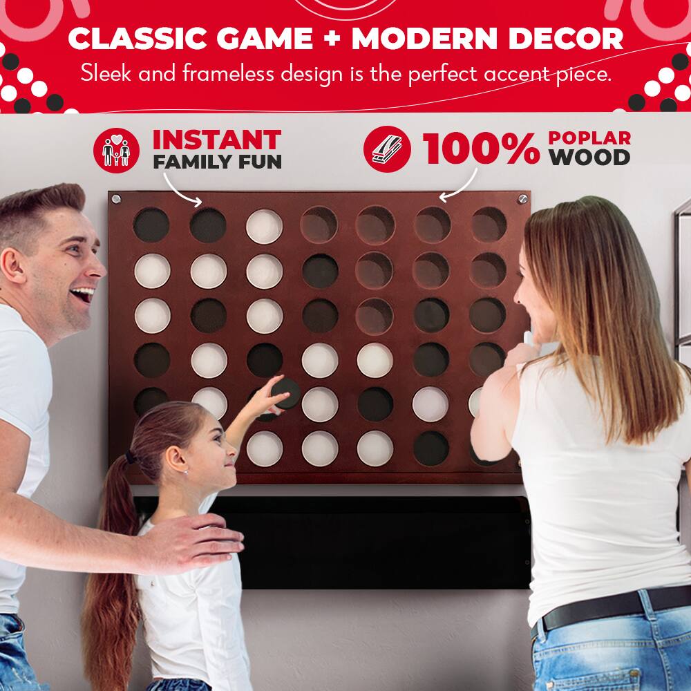 CLASSIC GAME + MODERN DECOR  
Sleek and frameless design is the perfect accent piece.

INSTANT FAMILY FUN

100% POPULAR WOOD
