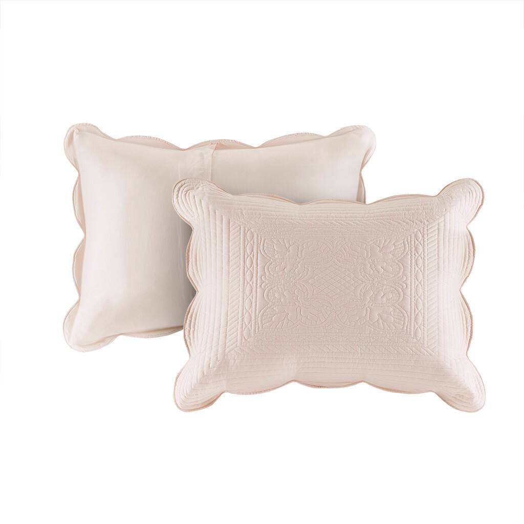 Alt View 4. Gracie Mills - Gracie Mills Salvatore 3-Piece Reversible Country-Inspired Scalloped Edge Quilt Set - Blush.