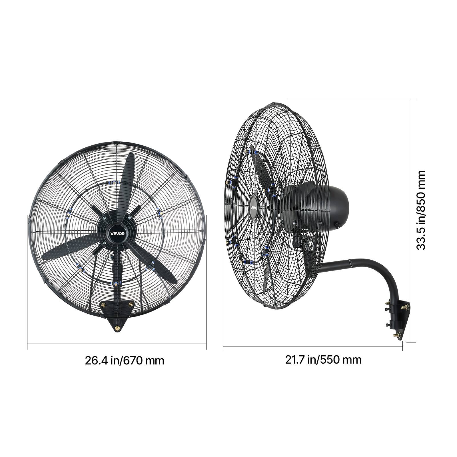 18 VEVOR  
26.4 in/670 mm  
21.7 in/550 mm  
33.5 in/850 mm