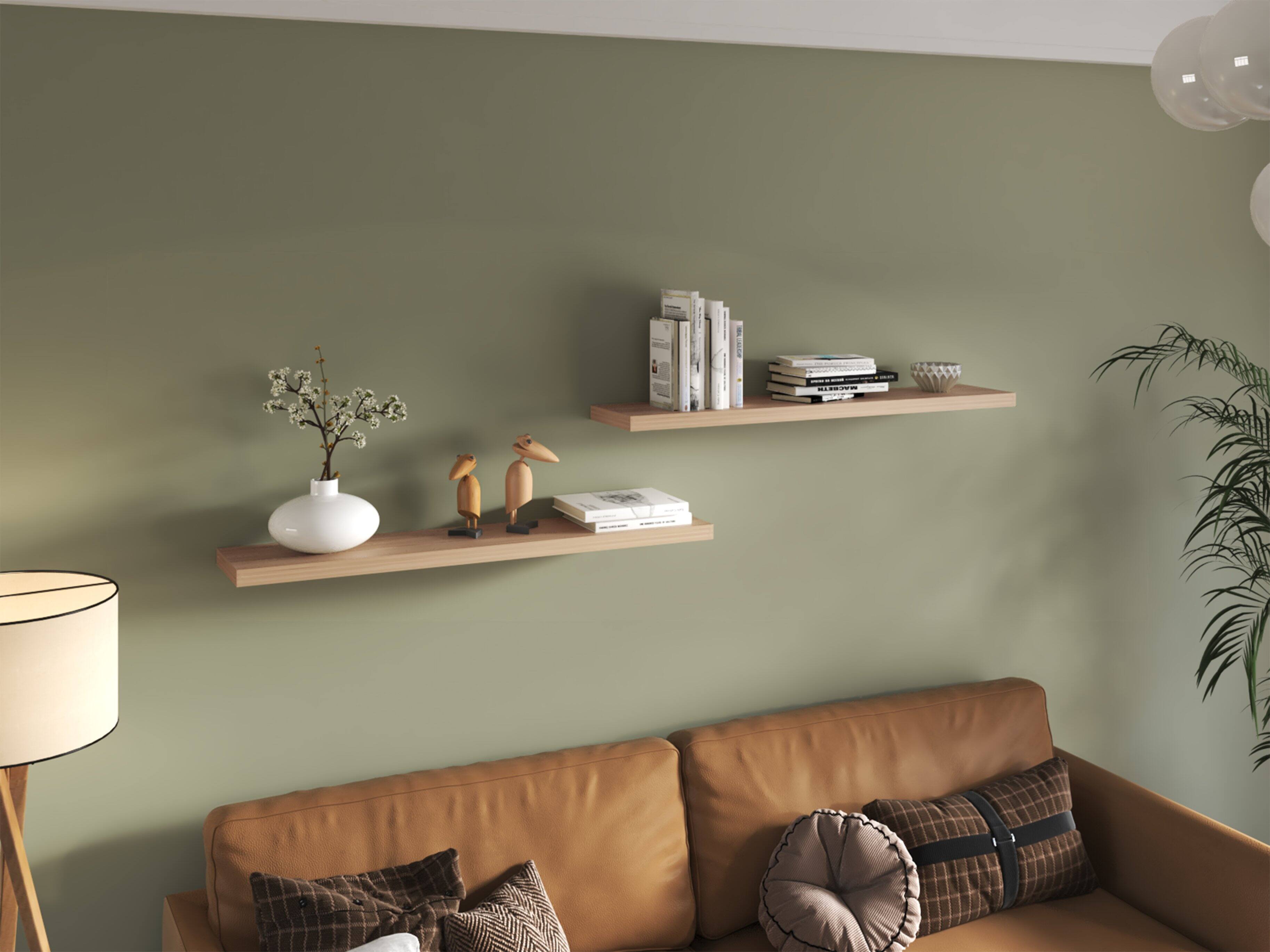 Alt View 2. TuHome - Ecco 31.5" Wide Floating Shelves Set Of 2, Shelves For Wall Decor For Bedroom, Bathroom Storage Shelves. - Light Pine.