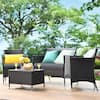 Front. Gymax - Gymax 4PCS Patio Rattan Conversation Furniture Set Outdoor w/ Gray Cushion - Gray.