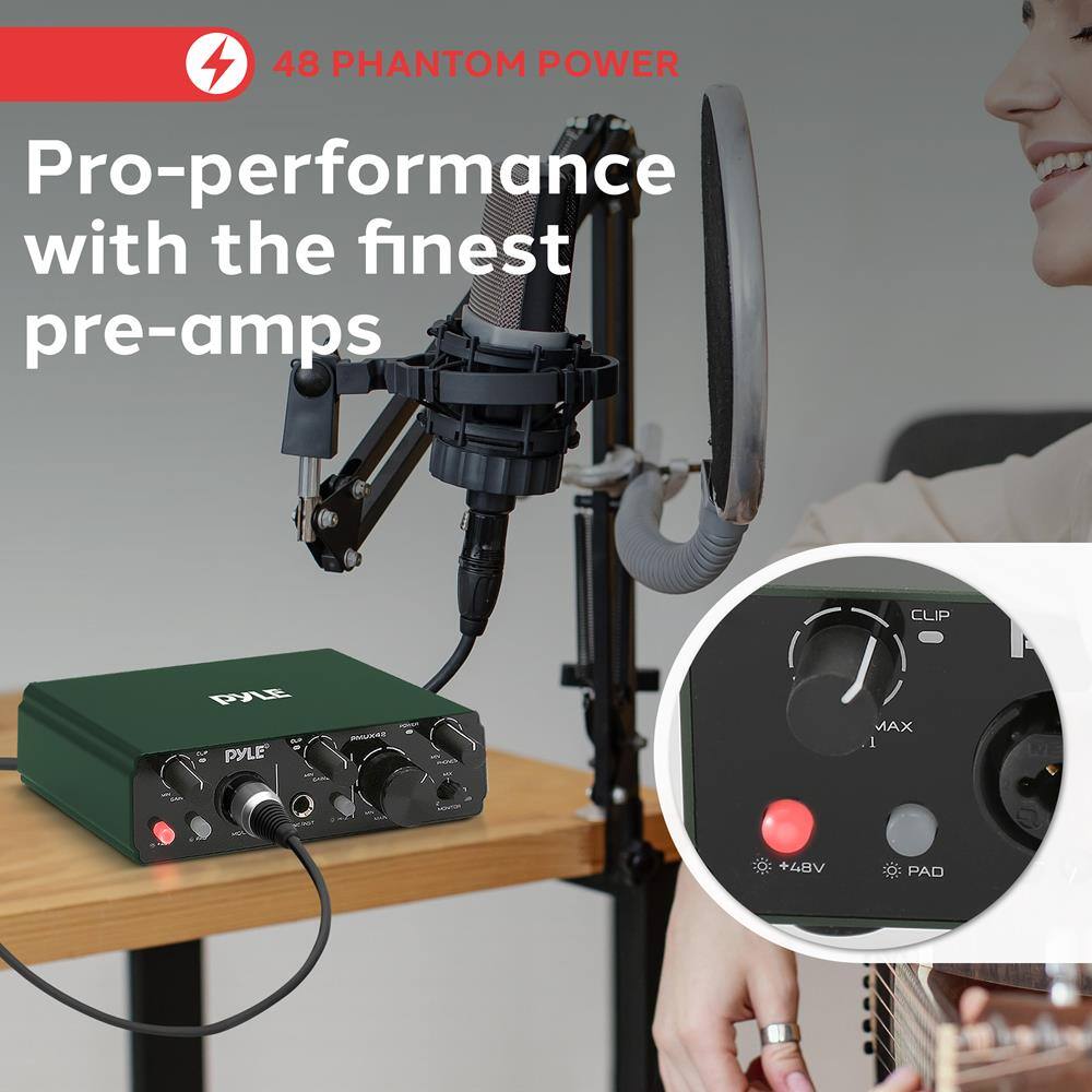 48 PHANTOM POWER  
Pro-performance with the finest pre-amps  

CLIP Dyle PYLE -n MAX 1 +48V PAD