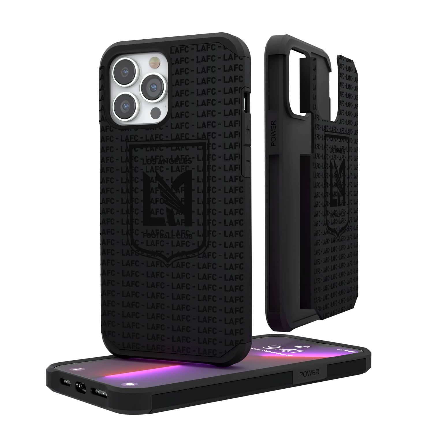 Keyscaper - MLS - LAFC iPhone Text Backdrop Rugged Case - 15 Pro - Multicolor