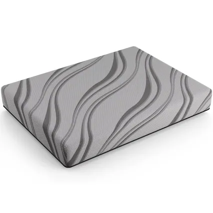 Front. Glintex - 12" Queen Medium Gel Memory Foam Hybrid Mattress with Cooling Fabric, Made in USA - Gray.