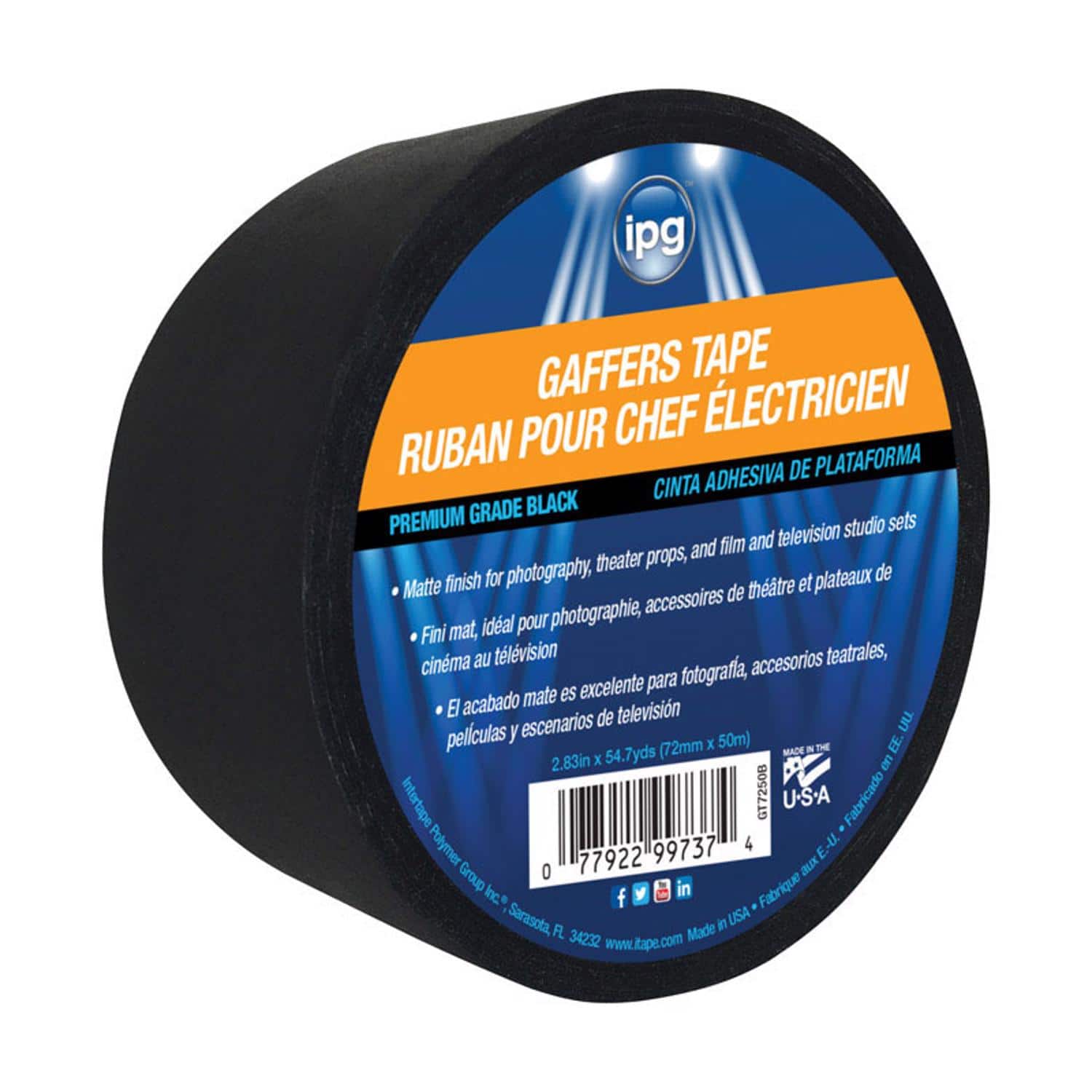 IPG - 2.83 in. W X 54.7  L Black Gaffer's Tape price history on PriceWatchPro