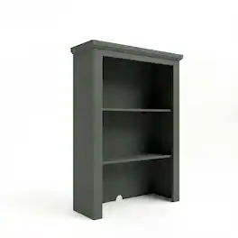 Martha Stewart - Bedford Modular Wooden Hutch with 2 Fixed Storage Shelves, Solid Wood Frame and Rear Cable Management Opening - Fern Green Frame/Gunmetal Hardware