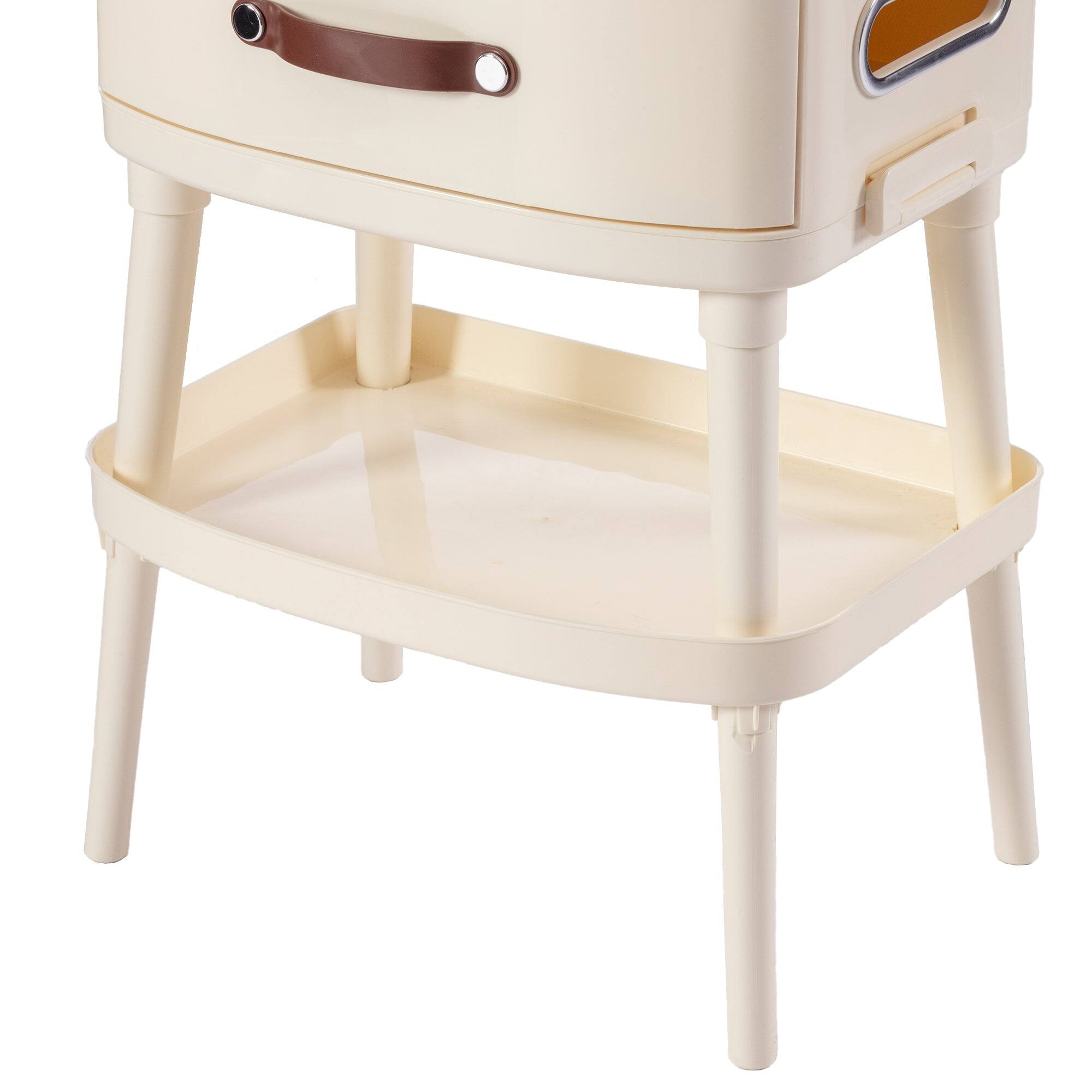 Alt View 4. Vecelo - Kitchen Trash Can with Press-Type Lid - Dual Compartment Pet Proof Garbage Bin, Tissue Holder & Storage Drawer - Beige.