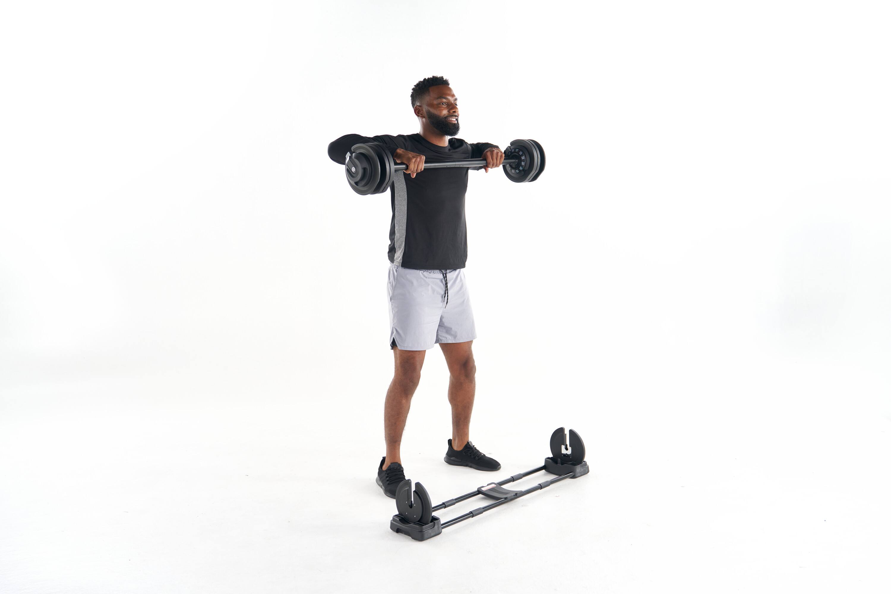 Alt View 3. Echelon - Adjustable Dumbbells Set 7–52.5 lbs with Stand, Quick Weight Adjustment, Space-Saving Design - Black.