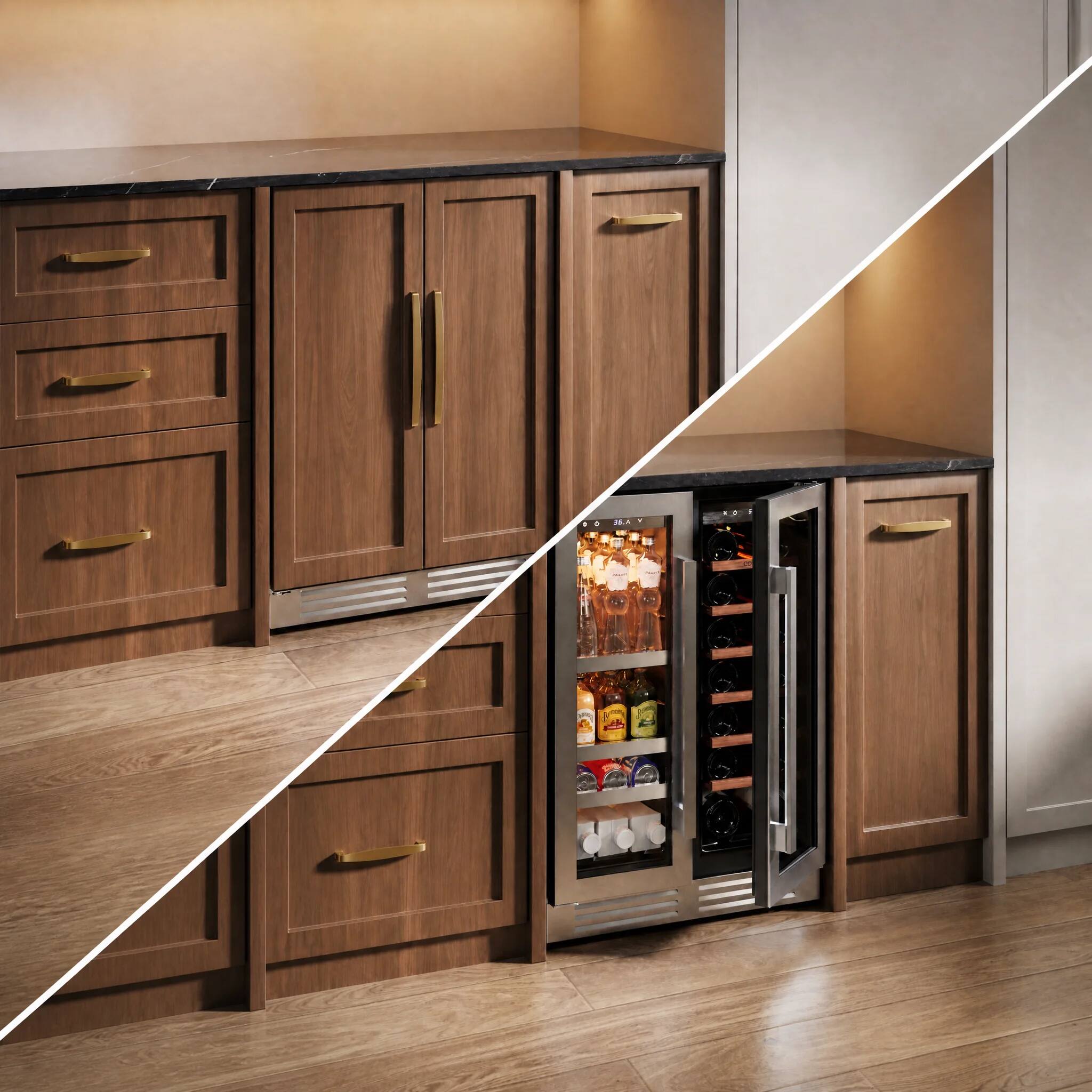 Alt View 2. Ca'Lefort - 24 Inch Panel Ready Wine and Beverage Refrigerator - 60 Can and 20 Bottle Wine Fridge Dual Zone (Panels Not Included) - Stainless Steel.