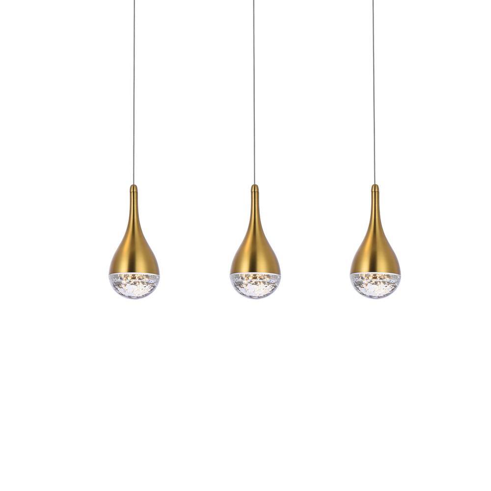 Angle. Elegant Lighting - Amherst 24 inch LED pendant in satin gold - Satin Gold.