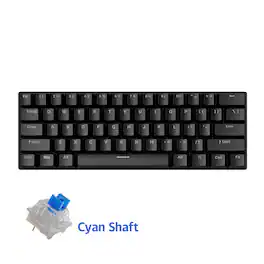 Loheer - 60% Mechanical Gaming Keyboard, Clicky Blue Switches, 8K Polling, RGB Backlit, Compact 61-Key for PC/Mac - Black