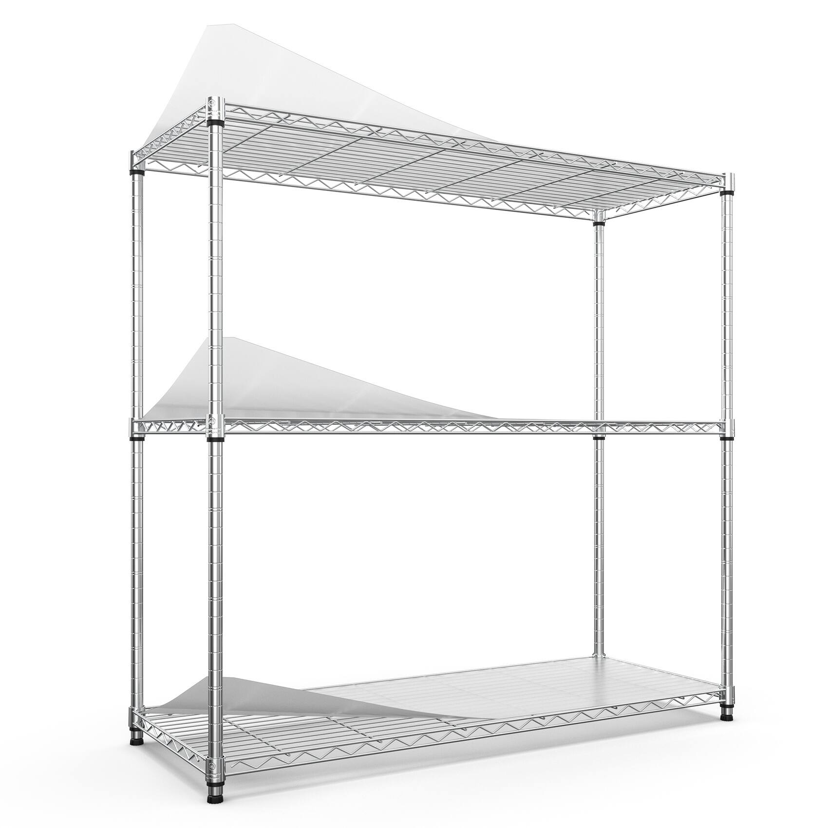 Back. COWLOWN - 3-Tier NSF Wire Shelving Unit 1050 lb Adjustable Metal Storage Rack for Garage Chrome - Chrome.