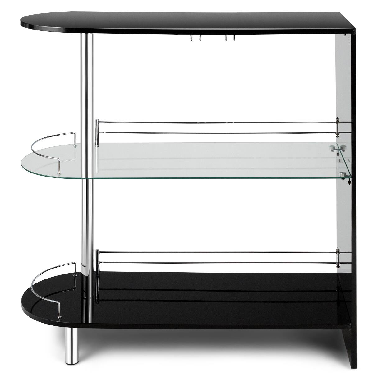 Alt View 1. Costway - Wine Rack Unit w/Tempered Glass Shelf & Glass Holders Glossy - Black.