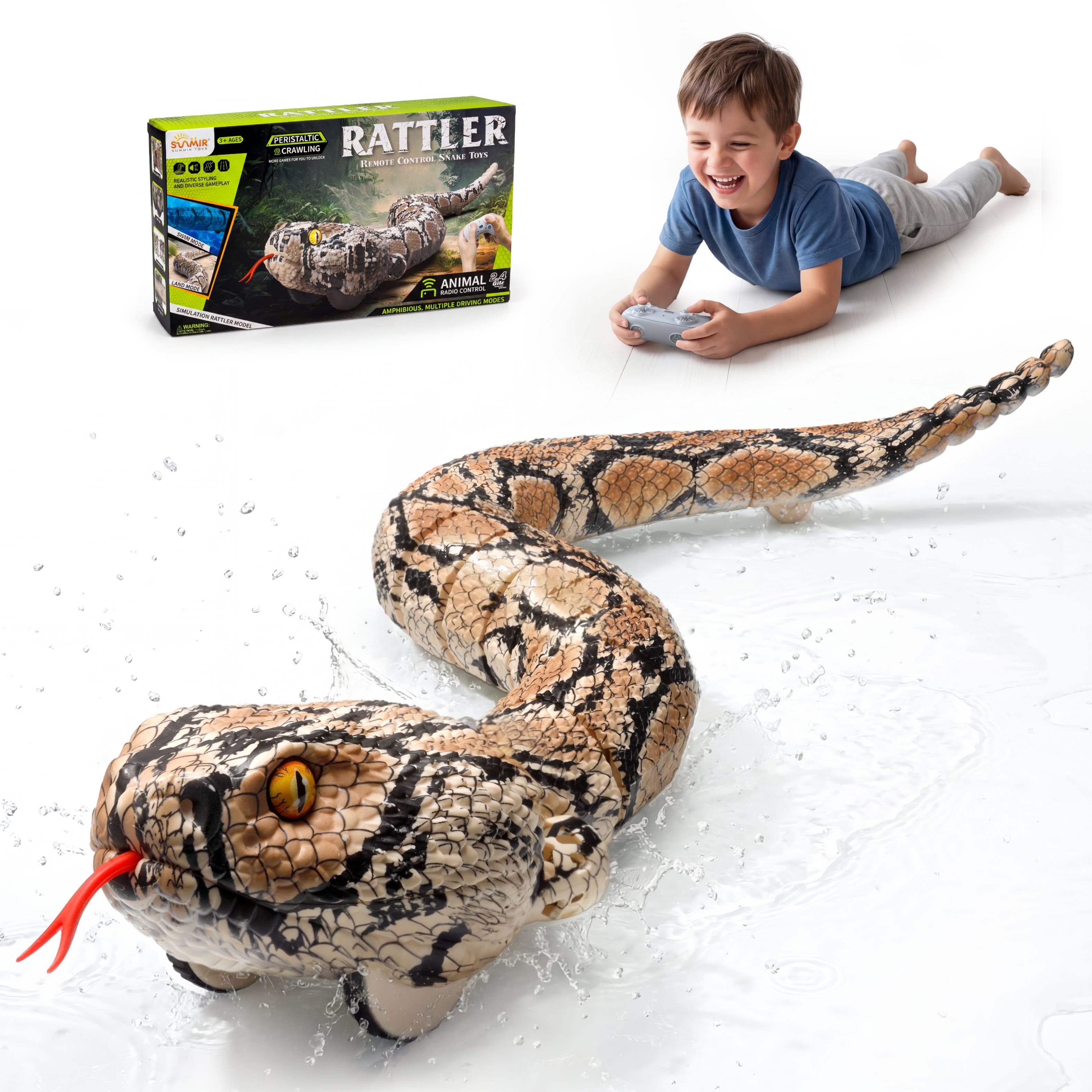 Veeniix SM30S Amphibious Remote Control Rattlesnake Toy,Funny Gag