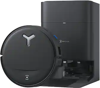 ECOVACS Robotics - DEEBOT T80S Omni Robot Vacuum and Mop, 24,800Pa, Auto-Lift Mop for Carpet & Spills, Instant Self-Cleaning Roller Mop - Black