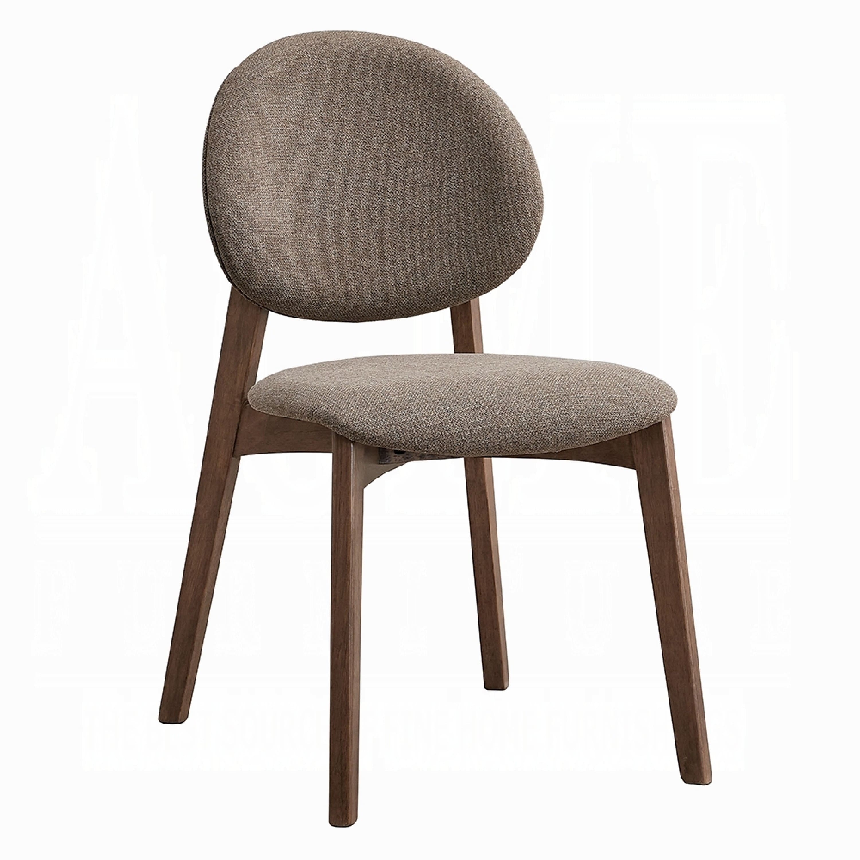 Manhattan Lane - Hamza Side Dining Chair Set of 2, Light Brown Linen - Brown, Walnut Brown