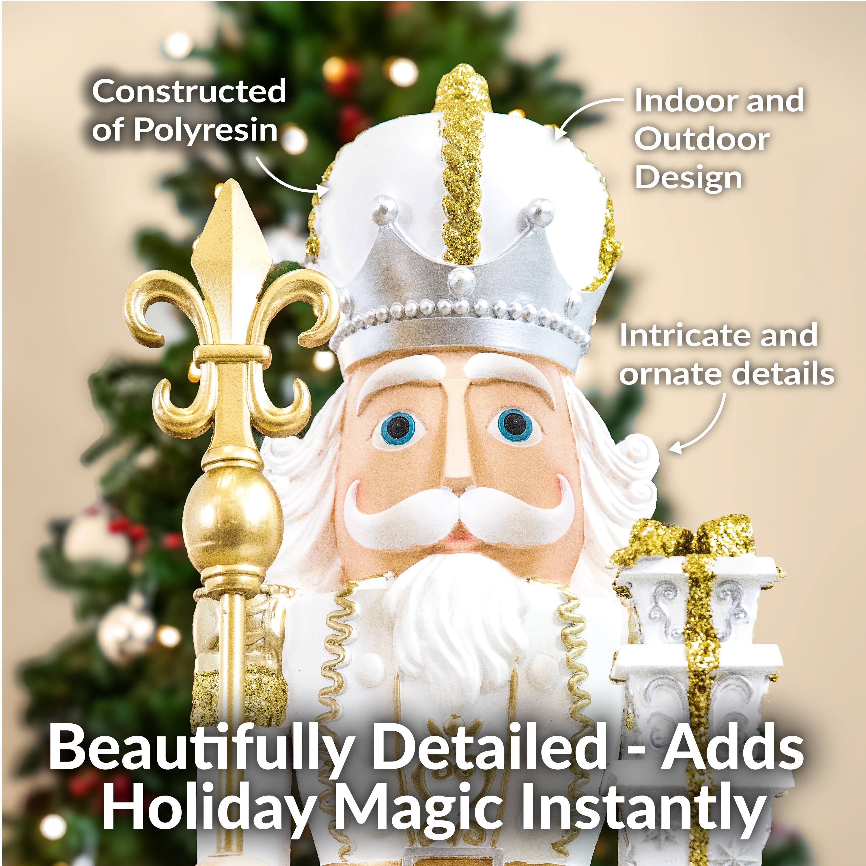 Constructed of Polyresin  
Indoor and Outdoor Design  
Intricate and ornate details  
Beautifully Detailed - Adds Holiday Magic Instantly