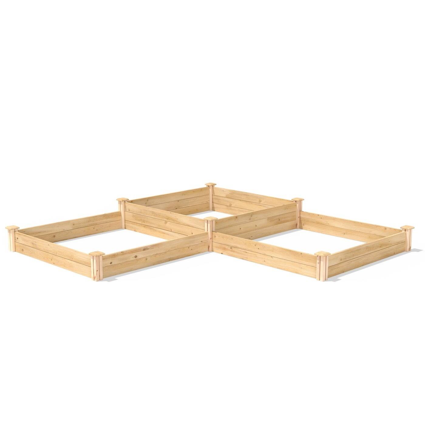 Left. SlickBlue - Farmhouse Style Cedar Wood Raised Planter Bed for Outdoor Gardening - Natural.