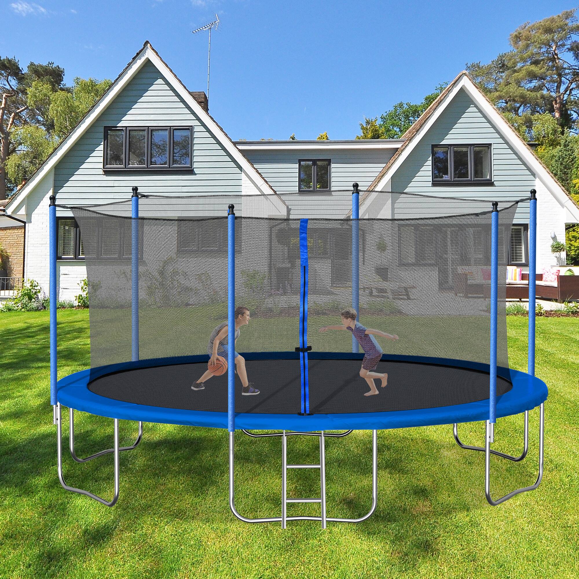 Angle. LOVMOR - Lovmor 14 FT Trampoline with Ladder and Safety Enclosure Recreational Trampoline for Adults.