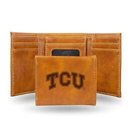 Rico Industries - TCU Horned Frogs Laser Engraved Brown Trifold Wallet - Multi