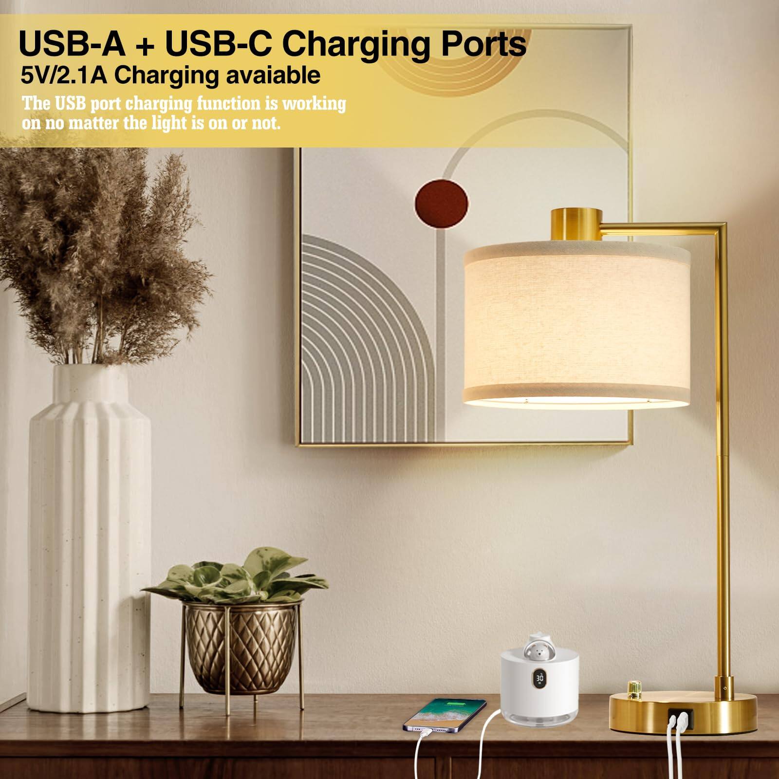 USB-A + USB-C Charging Ports  
5V/2.1A Charging available  
The USB port charging function is working on no matter the light is on or not.