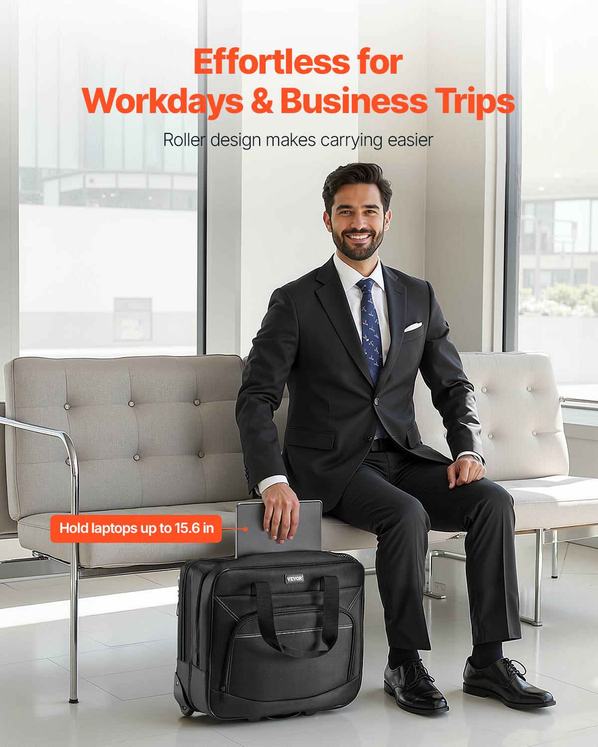 Effortless for Workdays & Business Trips

Roller design makes carrying easier

Hold laptops up to 15.6 in