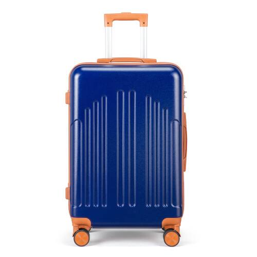 Alt View 2. Winado - 24" Checked Luggage Trolley Case ABS Hardside Medium Suitcase with Double Spinner Wheels & TSA Lock for Travel Business - Navy Blue & Brown.