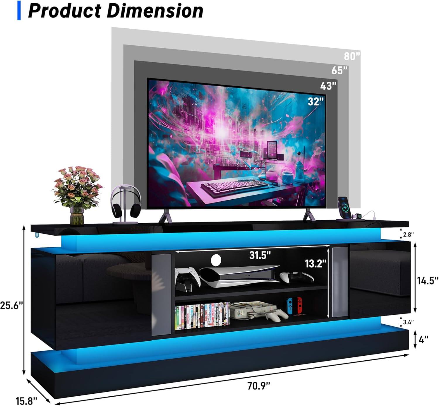Product Dimension: 80" x 65" x 43" x 32" x 2.8" x 31.5" x 13.2" x 14.5" x 25.6" x 3.4" x 14" x 4" x 15.8" x 70.9"