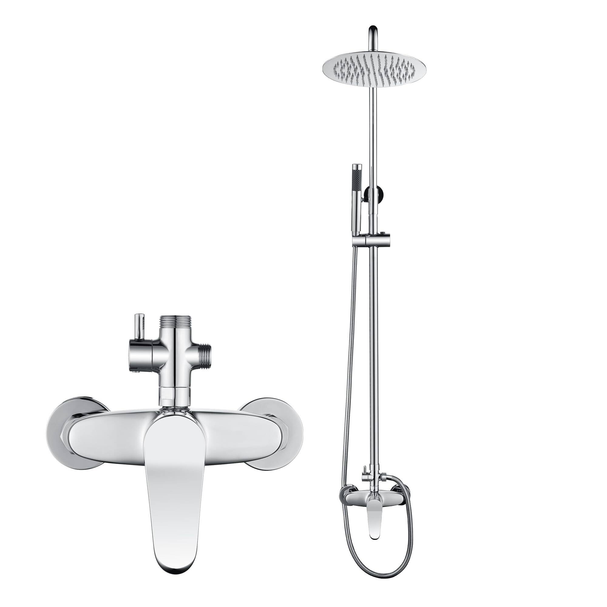 Front. Dazzed Corner - Outdoor Shower Kit, SS304 Handheld, High Pressure Head - Chrome.