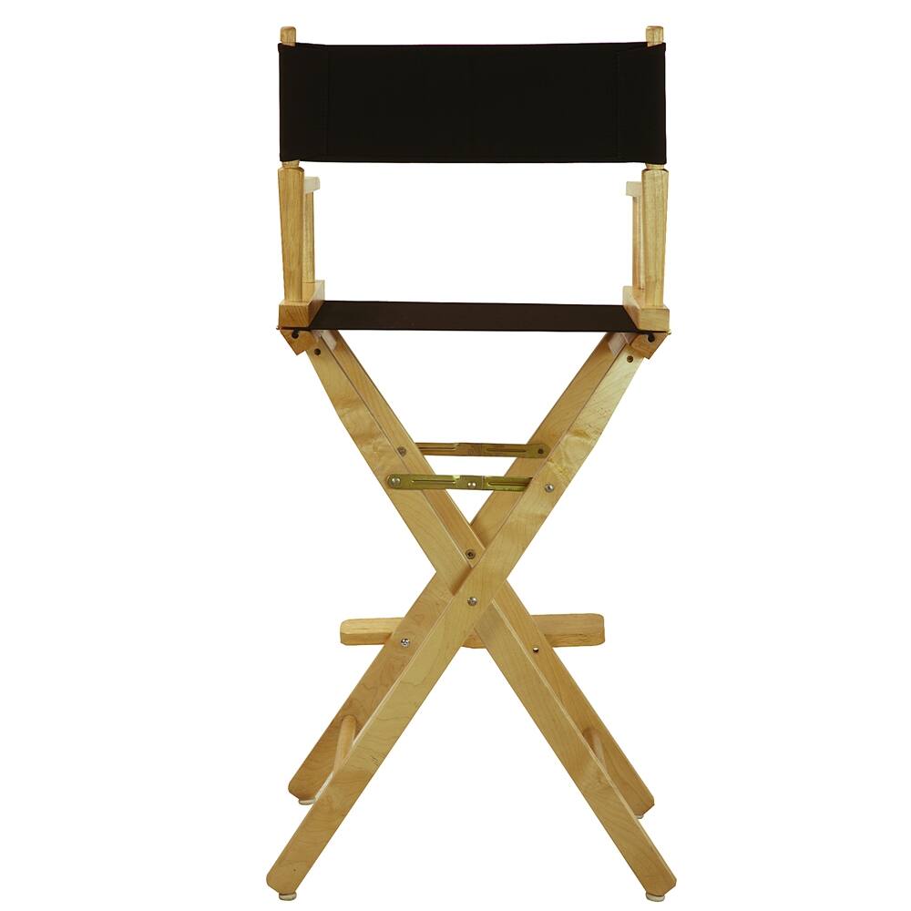 Left. FurniFact - Foldable Director Chair with Natural Wood Frame and Black Canvas - Natural Frame/Black Canvas.