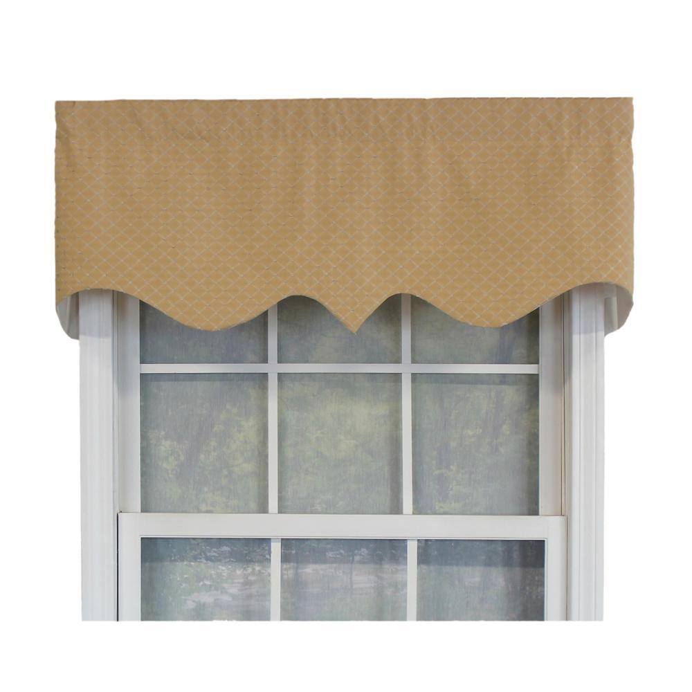 Front. RLF Home - 100% Cotton RLF Home Passat Regal Valance 3" Rod Pocket 50" x 17" Gold - Gold.