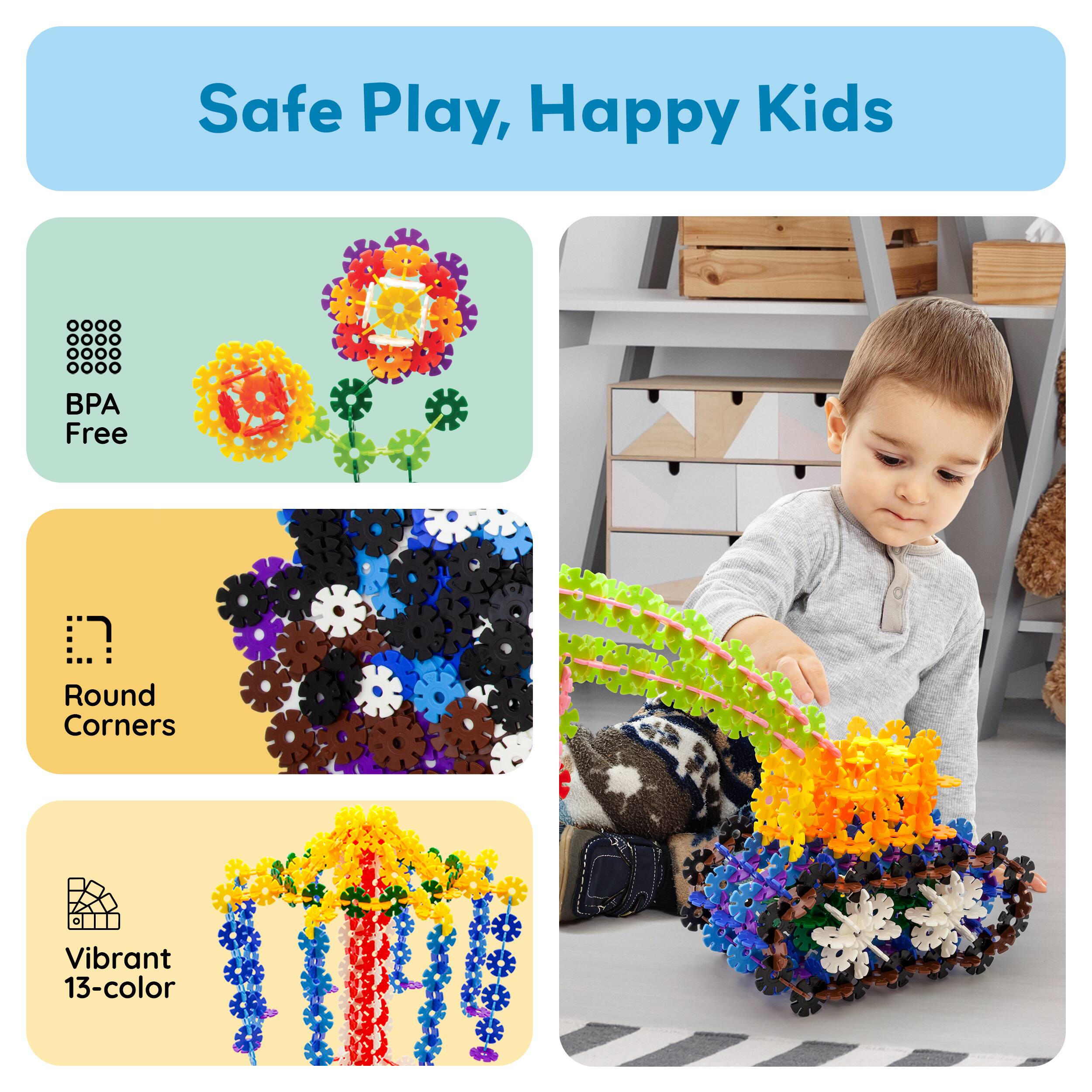 Safe Play, Happy Kids

- BPA Free
- Round Corners
- Vibrant 13-color