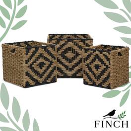 Finch - Botswana Two Tone Woven Basket, Set of 3 - Natural