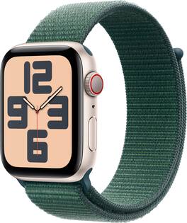 Refurbished Excellent - Apple Watch SE 2nd Generation (GPS+Cellular) 44mm Aluminum Case with Lake Green Sport Loop - Starlight - (2024)