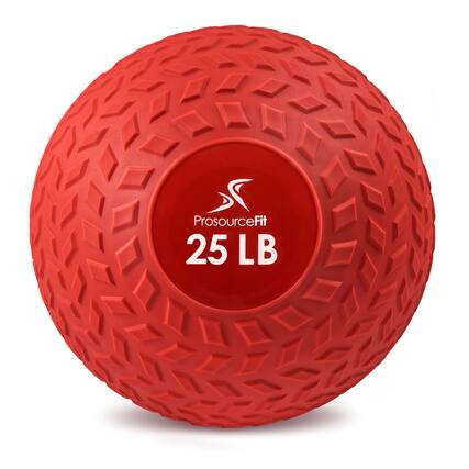 Front. ProsourceFit - ProsourceFit Tread Slam Ball, 25 lbs - Red.