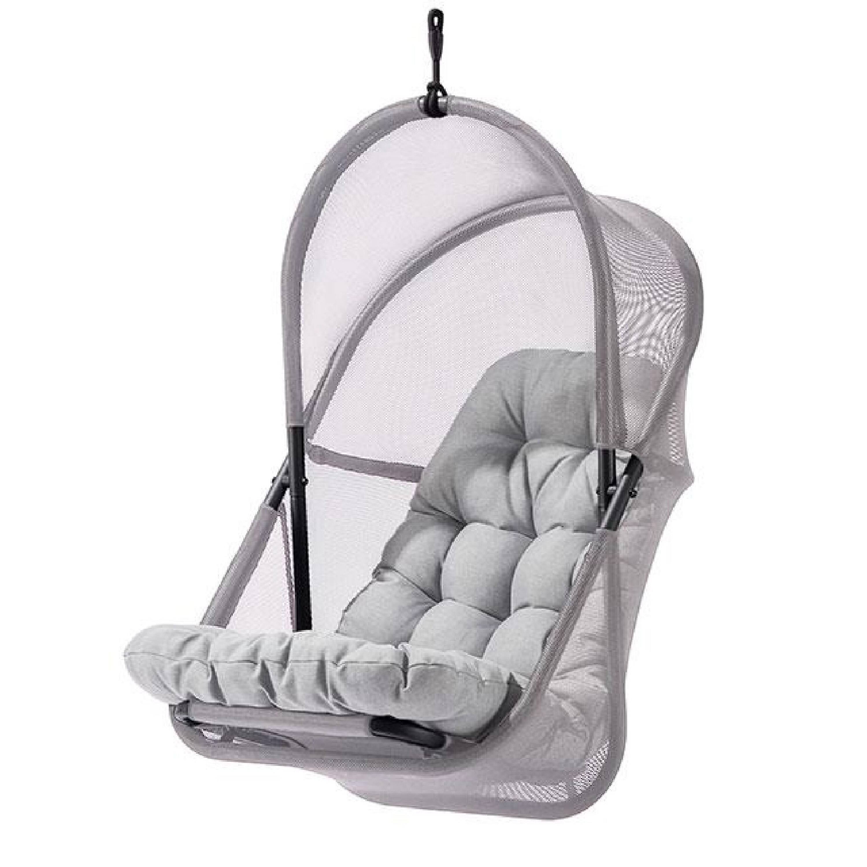 Alt View 1. Manhattan Lane - Bery Patio Hanging Swing Chair, Cushioned Light Gray Mesh - Light Gray.