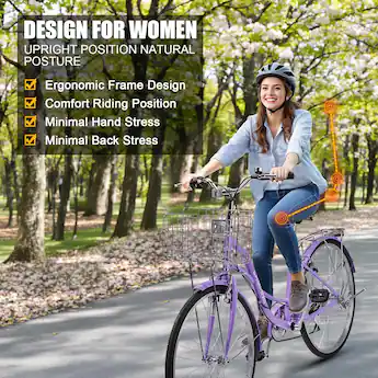 womens bicycle cruiser Viribus Cruising Bikes for Women, 24" Purple Speed beach cruiser 26 Inch Beach Cruiser Bike