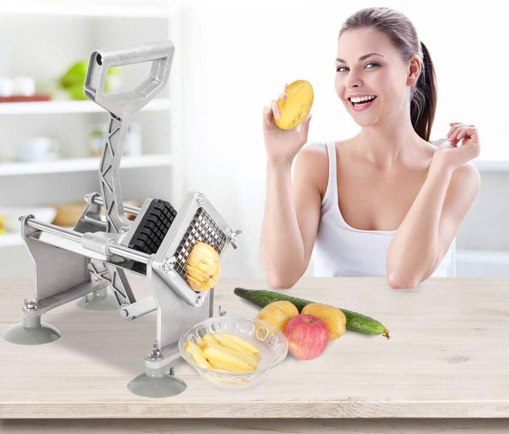 Alt View 7. Winado - Commercial Vegetable Chopper French Fry Cutter Stainless Steel w/ 4 Sizes Blades, Fruit Potato Slicer, 1/2", 3/8", 1/4" - Silver.